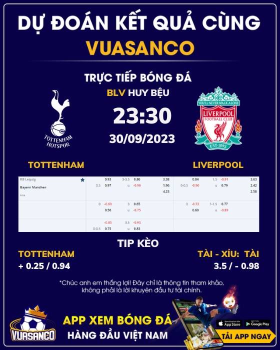 Soi kèo Tottenham vs Liverpool – 23h30 – 30/09 – Ngoại hạng Anh
